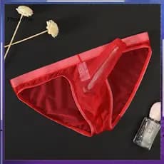 Cuecas Masculinas PU De Malha Com Nariz De Elefante , Ajuste Justo , Cintura Média , Transparente , Calcinha Elástica Pa