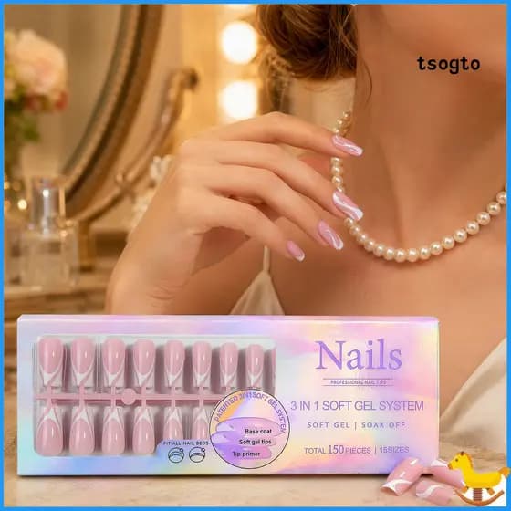 【TS】150 Peças De Adesivos De Unhas , Conjunto De Esmalte Estilo Francês , Versátil , Cobertura Completa De Vários Tam