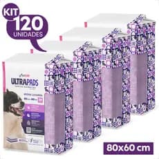 Kit 4 Tapete Higiênico PetLike Ultra Pads Lavanda 80x60 - 120 Unidades