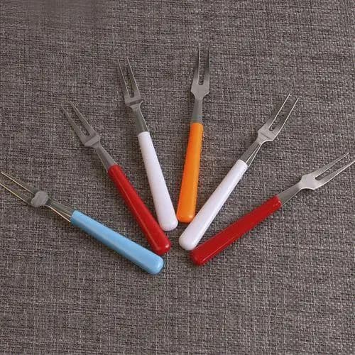 Kit 6 garfos Para Frutas Petisco café da Manhã Em Inox Com 10cm