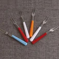 Kit 6 garfos Para Frutas Petisco café da Manhã Em Inox Com 10cm
