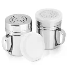 Kit 2 Polvilhador de Temperos Saleiro Com Alça Inox E Tampa