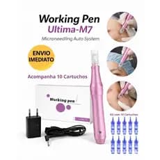 Caneta Dermapen M7 Profissional Recarregável Estética Facial BB Gloss Working Pen + 10 Agulhas