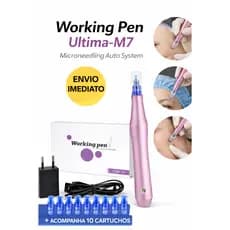 Dermapen M7 Microagulhamento Profissional Working Pen Recarregável + 10 Cartuchos