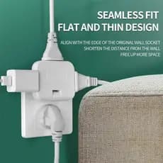 Adaptador Dobravel Tomada de 3 entradas regulavel lateral para lugares pequenos Bivolts 10A