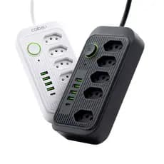 Régua Extensão de tomada 5 tomadas filtro de linha com 4 usb 1 USBC com cabo de 5m Bivolt