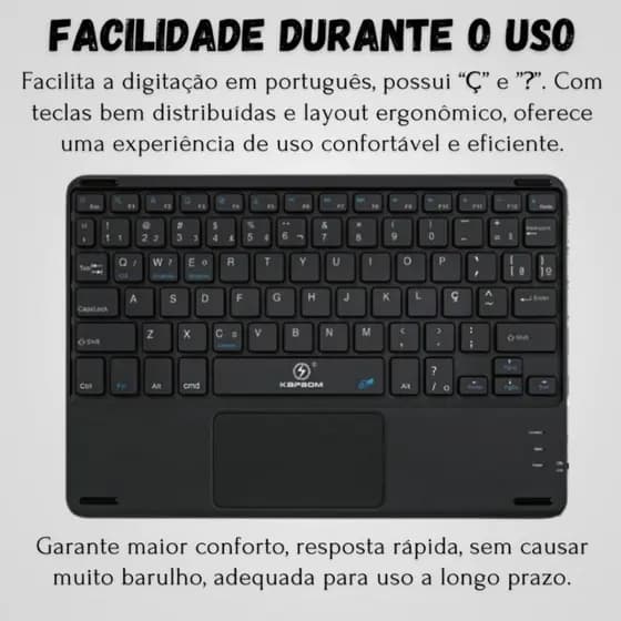 Teclado Bluetooth Chave Redonda Sem Fio Com Touch Para ipad/Celular/Tablet/Laptop
