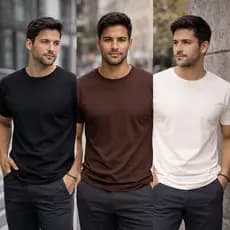 Kit 3 Camisetas Masculinas Premium Algodao 30.1 Basicas Lisas Casual