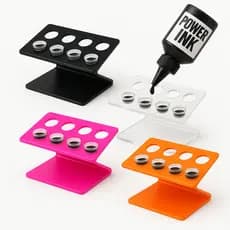 Porta Batoque Acrílico Tattoo 8 Furos M Suporte Tinta para Tatuagem Profissional Modelo Z e Quadrado
