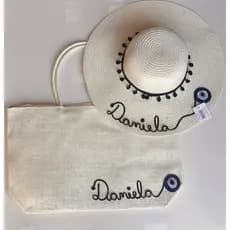 Kit Personalizado Praia/Verão – Bolsa + Chapéu com Nome