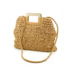 Bolsa feminina de palha saco grande de praia de mão e com alça transversal verão praia piscina