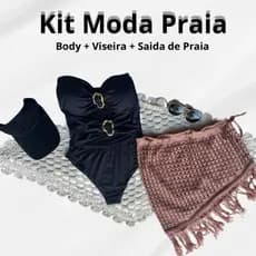 Kit Exclusivo com Body, Saída & Viseira Praia mar piscina