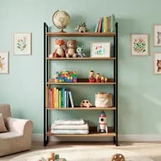 Estante De Aço Industrial Organizador 05 Prateleiras Madeira MDF Multiuso Decorativa