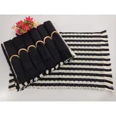 Kit Jogo americano Preto. Decoração de mesa em tear mineiro.