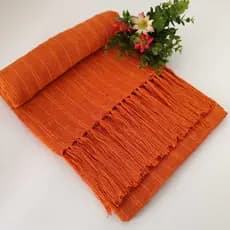 Manta para sofa Laranja, Artesanato Tear Mineiro Xale de sofa, decoração cama.