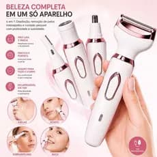Depilador Elétrico Feminino 4 em 1 Sem Dor Recarregável USB para Corpo Rosto e Sobrancelha
