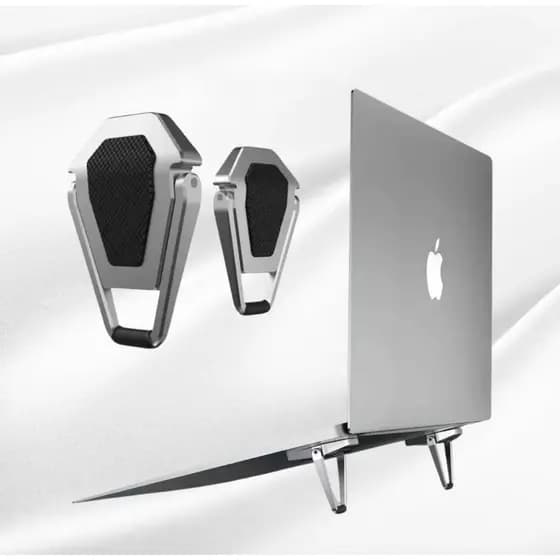 Mini Suporte Notebook Laptop iPad para Mesa Ergonomico Dobravel Ajustavel Articulado Cor Prateado