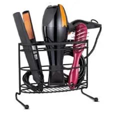 Organizador Banheiro Porta Secador de Cabelo Suporte Preto Chapinha e Escova