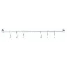 Barra Organizador de Parede Cromada 71cm 6 Ganchos Organização Cozinha Suspensa