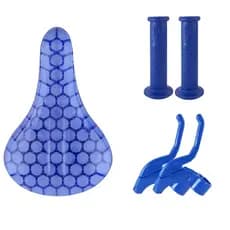 Kit Selim Colmeia, Manopla e Manete Bike aro 16 Azul