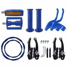Kit Freio V-brake + Pedal E Acessórios Bicicleta Aro 16 Azul