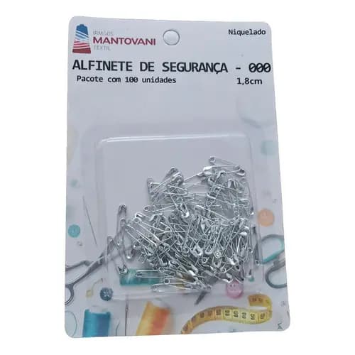 Alfinete De Segurança Pacote Com 100 Unidade Tamanho 1,8cm