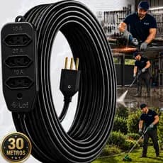 Extensão Elétrica 30m Cabo Pp Reforçada Obra Profissional 10/20a Longo alcance Multiuso flexível