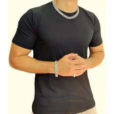 Camiseta Masculina Manga Curta Lisa Canelada Lançamento