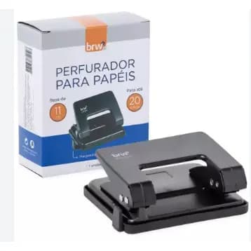 PERFURADOR PARA PAPEIS  METÁLICO PF2000 PARA ATÉ  20 FOLHAS 2 FUROS REFORÇADO B.R.W