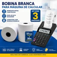 Kit Com 3 Bobina Branca 57x30 Para Maquina De Calcular/calculadora Para Mercado/loja/empresa Etc Envio Em 24 Horas