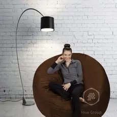 Puff Gigante Redondo Marrom Em Suede 1.20x50 Diâmetro Sem Enchimento