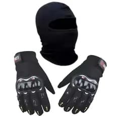 Kit Luva Com Proteção + Touca Ninja Balaclava Uv Proteção Moto Motoboy