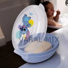 Saboneteira Infantil Stitch Disney Portátil Viagem Plasútil