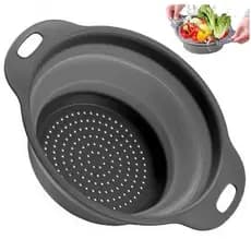 Escorredor De Alimentos Retrátil Silicone Redondo 24CM.