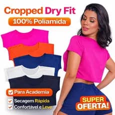 Cropped Feminino Dry Fit Poliamida Ginástica Academia Fitness Promoção
