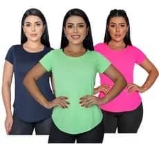 Kit 3 Blusa Fitness Feminina Dry Fit Poliamida