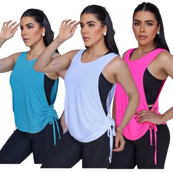 Blusas Dry Fit Feminina Poliamida Fitness Academia Regata Caminhada Esporte MODELO RODADA