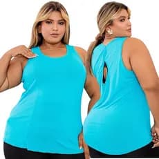 Blusa Regata Feminina Plus Size Dry Fit Academia Poliamida MODELO } MEIA LUA