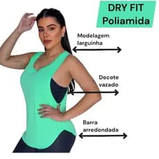 Regata Regatão Feminino Dry Fit 100% Poliamida Para Academia Caminhada Treino } MODELO REGATAO