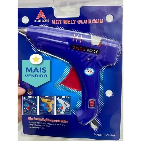 Pistola de Cola Quente Grande Bico Fino Profissional 100W 11mm Botão LIGA/DESLIG Bivolt