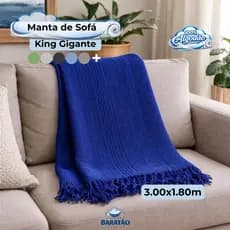Manta King Para Sofá Gigante 3,00x1,80m Decoração Sala Capa Protetor Xale 100% Algodão