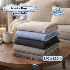 Manta Para Sofá 2.10x1.20m 100% Algodão Protetora Decorativa Gigante Promoção de FabricaPop