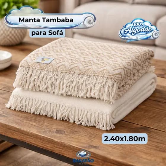 Manta de Sofá Tambaba 2,40 x 1,80m 100% Algodão Protetora Resistente