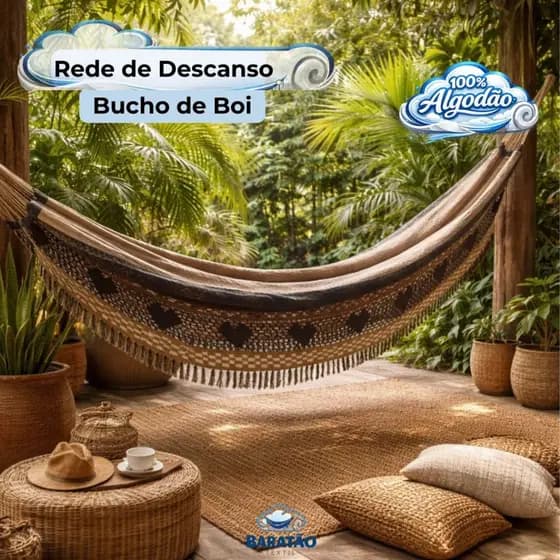Rede De Descanso Bucho De Boi Casal King 100% Algodão 4,5 Metros Suporta 300KG Varias Cores