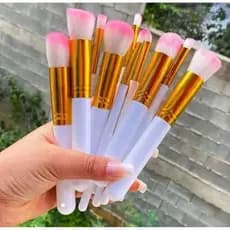 Kit 10 Pincéis de Maquiagem | Rosto e Olhos | Cerdas Macias + Estojo | Envio Rápido