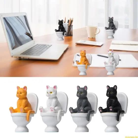 Gato Sobre Estátua Estatueta Banheiro Paisagem Miniaturas Ornamento Decorações Para Casa Estatuetas Desenhos