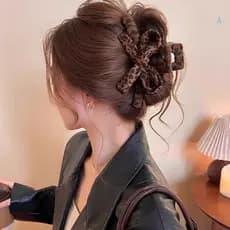 Retro Impressão Temperamento Grab Clip Feminino All-Match Grampo Cabelo High-End