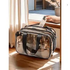 Saco Cosmético PVC Transparente À Prova D Portátil Produtos Viagem Capacidade 31X21X16CM HZB05