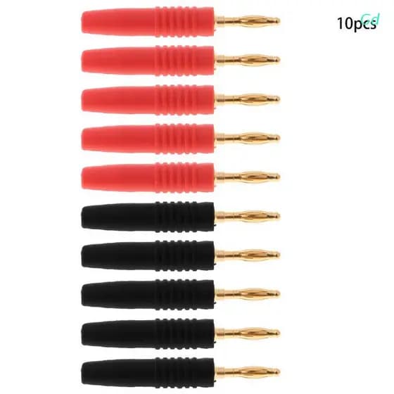 Gd 10 Pcs 2mm Tipo Solda Fio Masculino Banana Plug Conector Musical Adaptador Pin Banhado A Ouro
