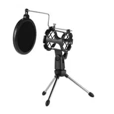 [Xstu-Fast ship] Mini Suporte Para Microfone De Mesa + Com Montagem Antichoque Kit De Filtro Pop Gravação Em Estúdio Tra